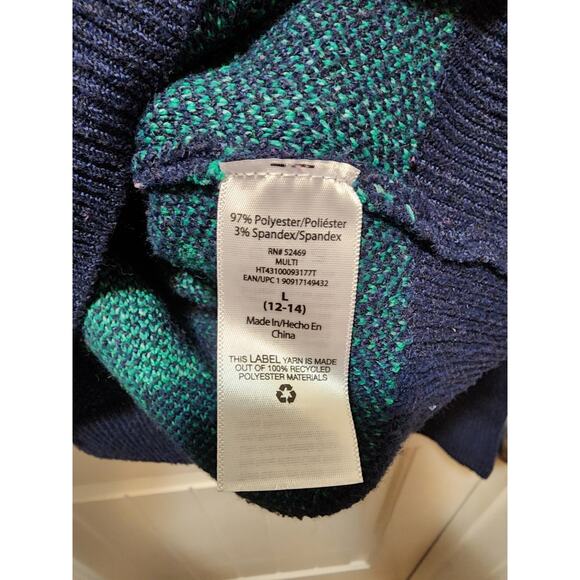 HOLIDAY TIME Womens L 12-14 Blue Green Trees Sequins Ugly Christmas Sweater - Picture 9 of 9